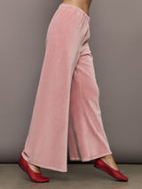 Wide Leg Pant in Velour - Blush