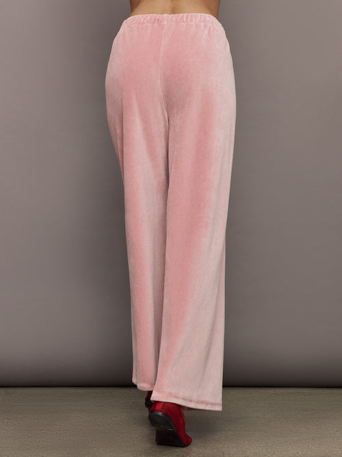 Wide Leg Pant in Velour - Blush