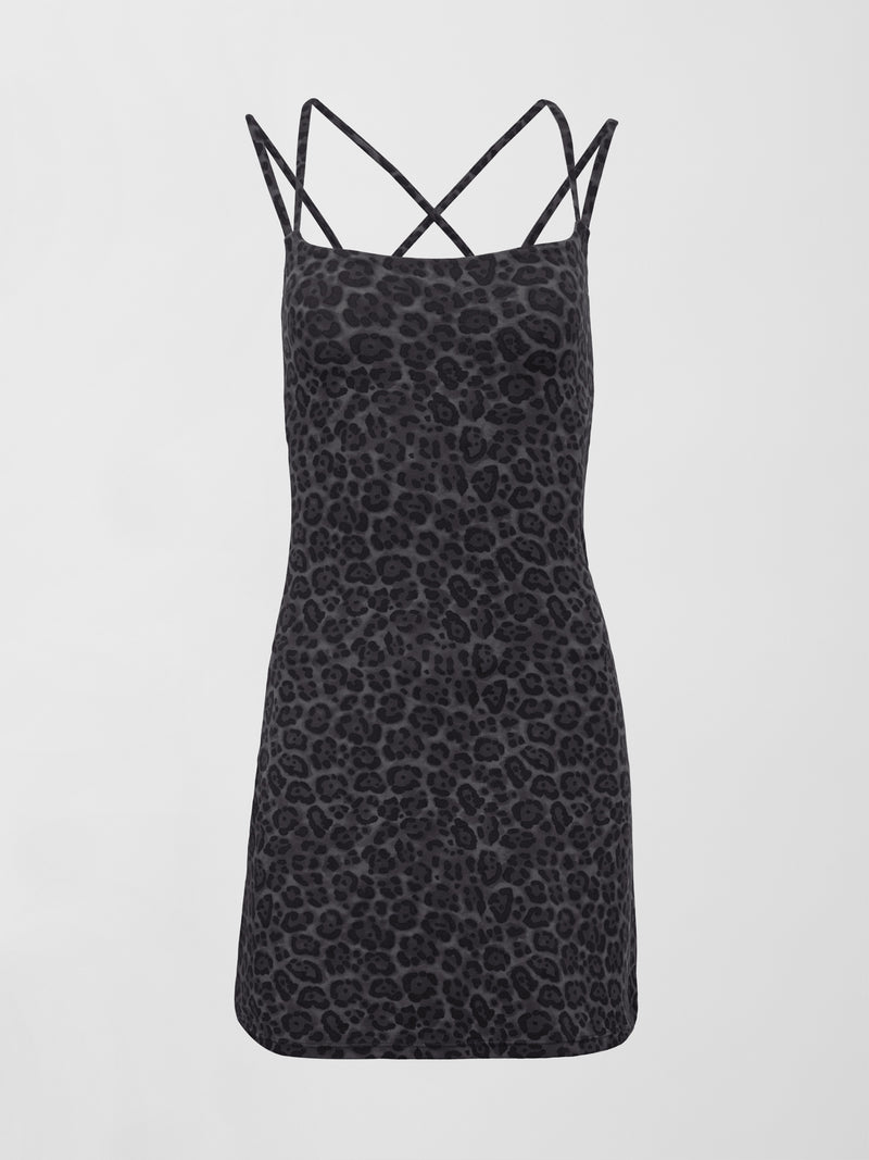 Strappy Dress in Melt - Charcoal Leopard