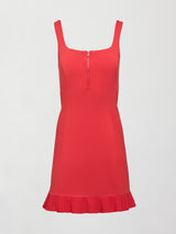 Pleated Hem Tennis Dress in Scuba - Tomato