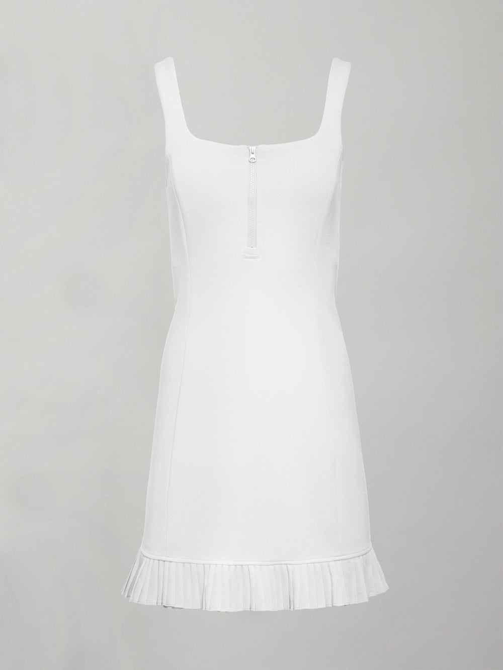 Pleated Hem Tennis Dress in Scuba - White