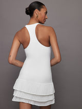 Pleated Tier Tennis Dress - White