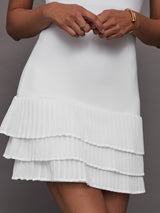 Pleated Tier Tennis Dress - White