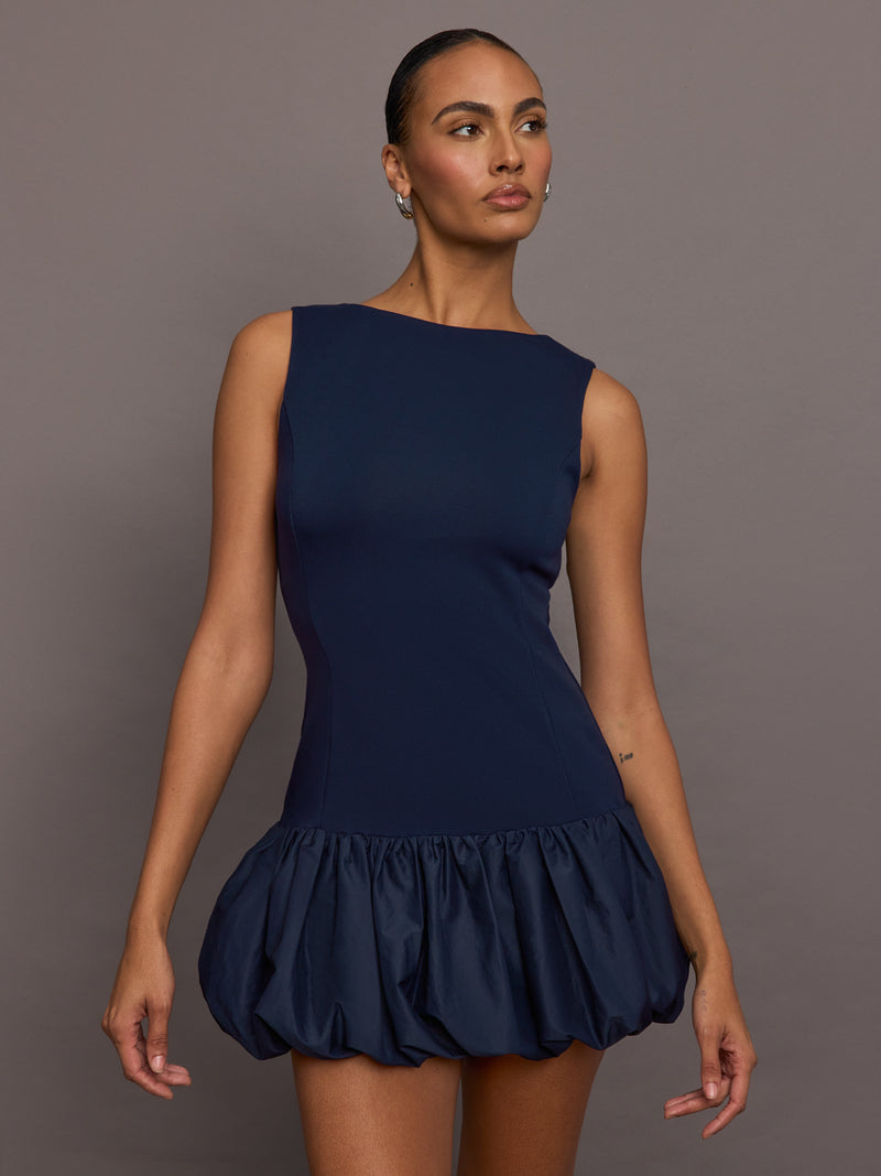 Drop Waist Bubble Dress - Navy