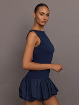 Drop Waist Bubble Dress - Navy