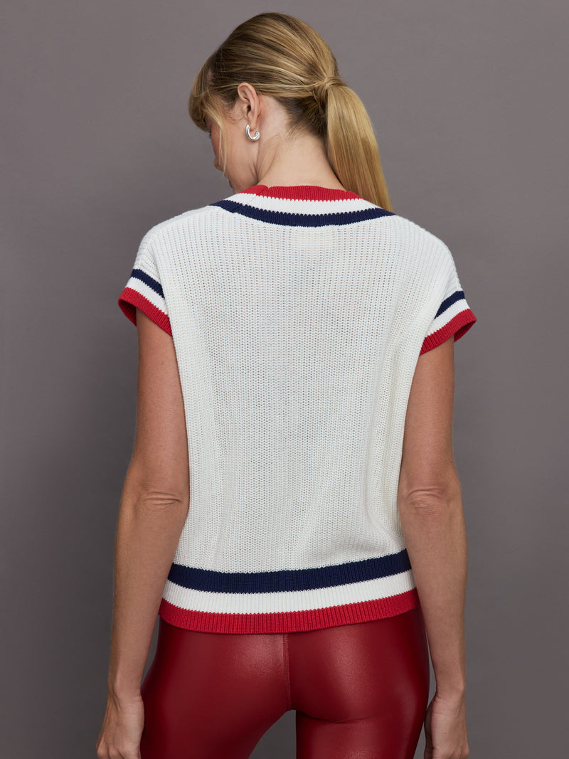 Club38 Sweater Vest - Ivory/Navy/Red