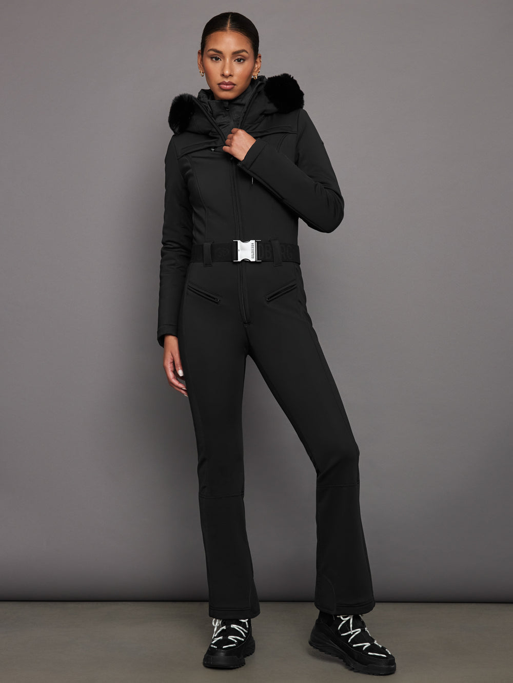 Parry Faux Border Ski Suit - Black