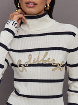 Mimi Long Sleeve Knit Sweater - Breton Stripe Cream/Blue