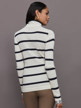 Mimi Long Sleeve Knit Sweater - Breton Stripe Cream/Blue