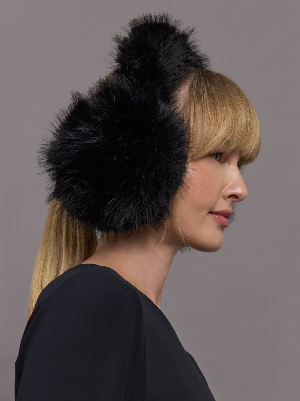 Faux Fox Earmuffs - Black