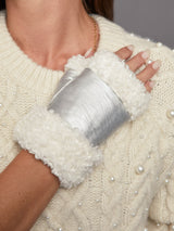 Shearling Mittens - Ivory/ Silver