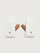 Faux Shearling & Leather Flip Top Mittens - Chestnut/Ivory