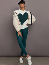 Benton Sweater Imperfect Heart - Off White / Emerald