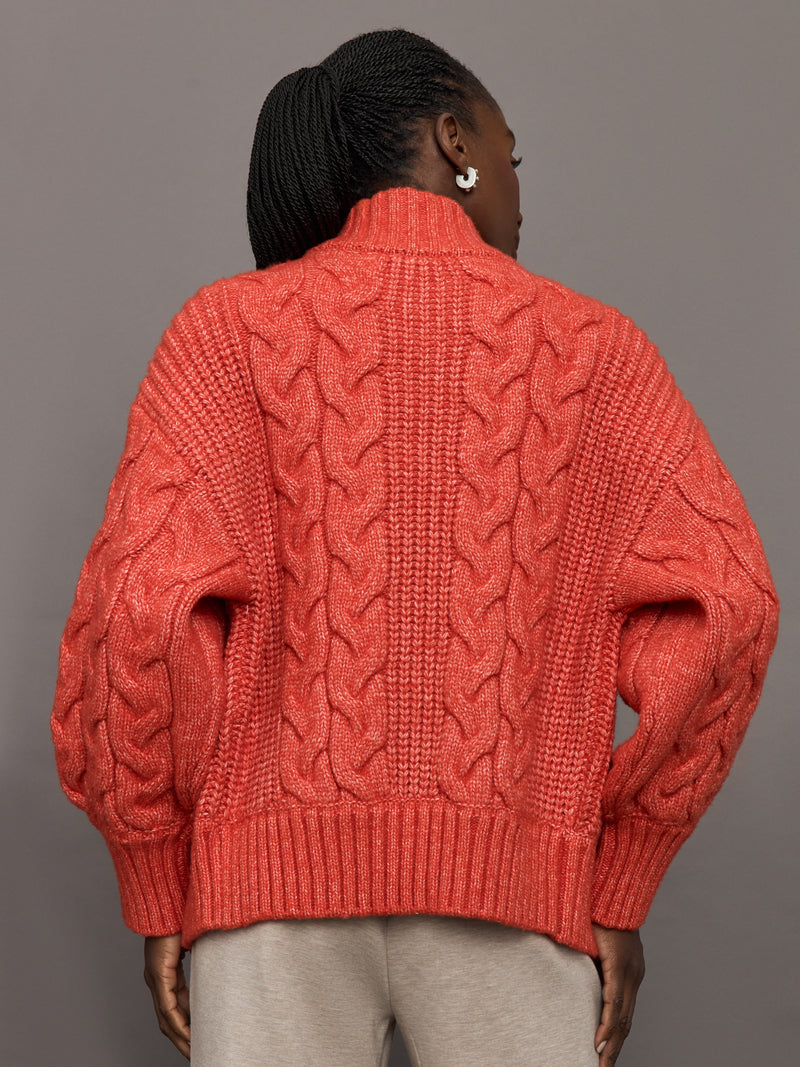 Troy Cable Sweater - Mars Orange