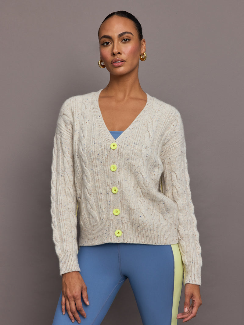 Suzanne Just Add Love Cashmere Cardigan - Soft Taupe Multi