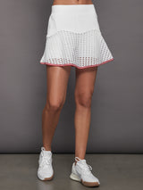 Pointelle Skort - White with Red Trim