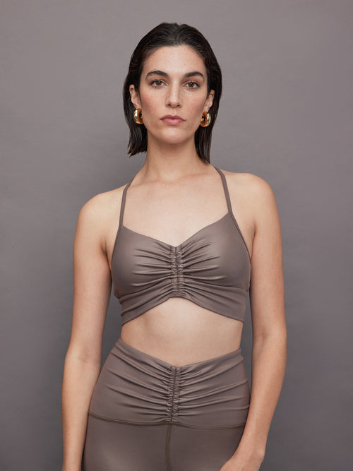 Palma Gloss Longline Bra - Bronzed Pewter