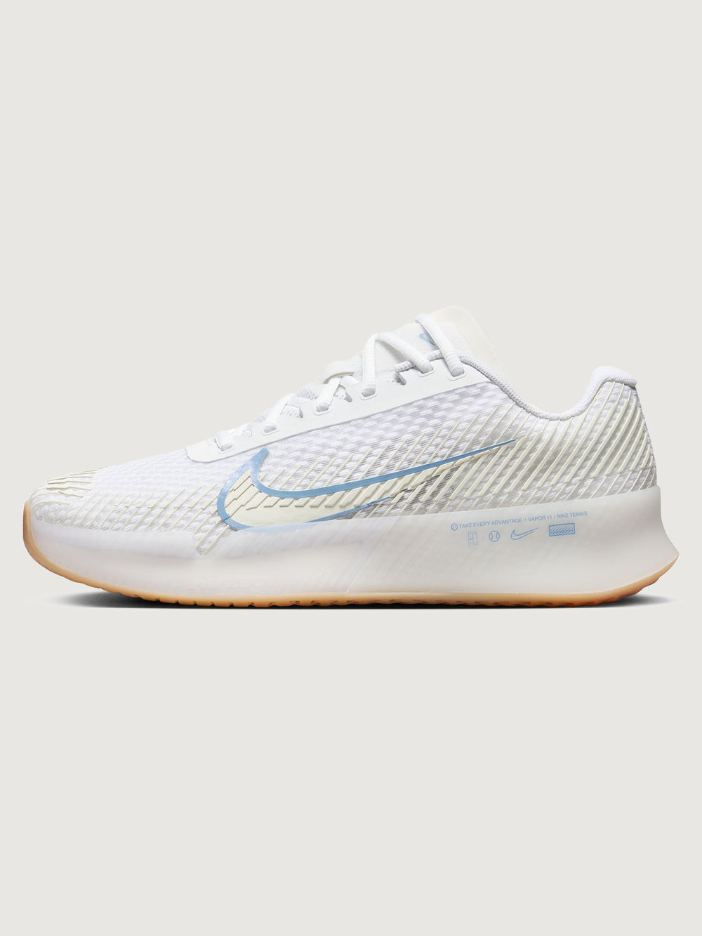 NikeCourt Air Zoom Vapor 11 - White/Light Blue-Sail-Gum- Light Brown