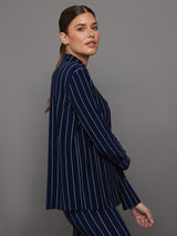 NK Shirt W/ Collar Stand - True Navy Pinstripe