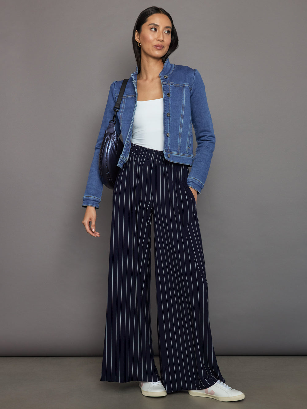 Boyfriend Elephant Sweatpant - True Navy Pinstripe