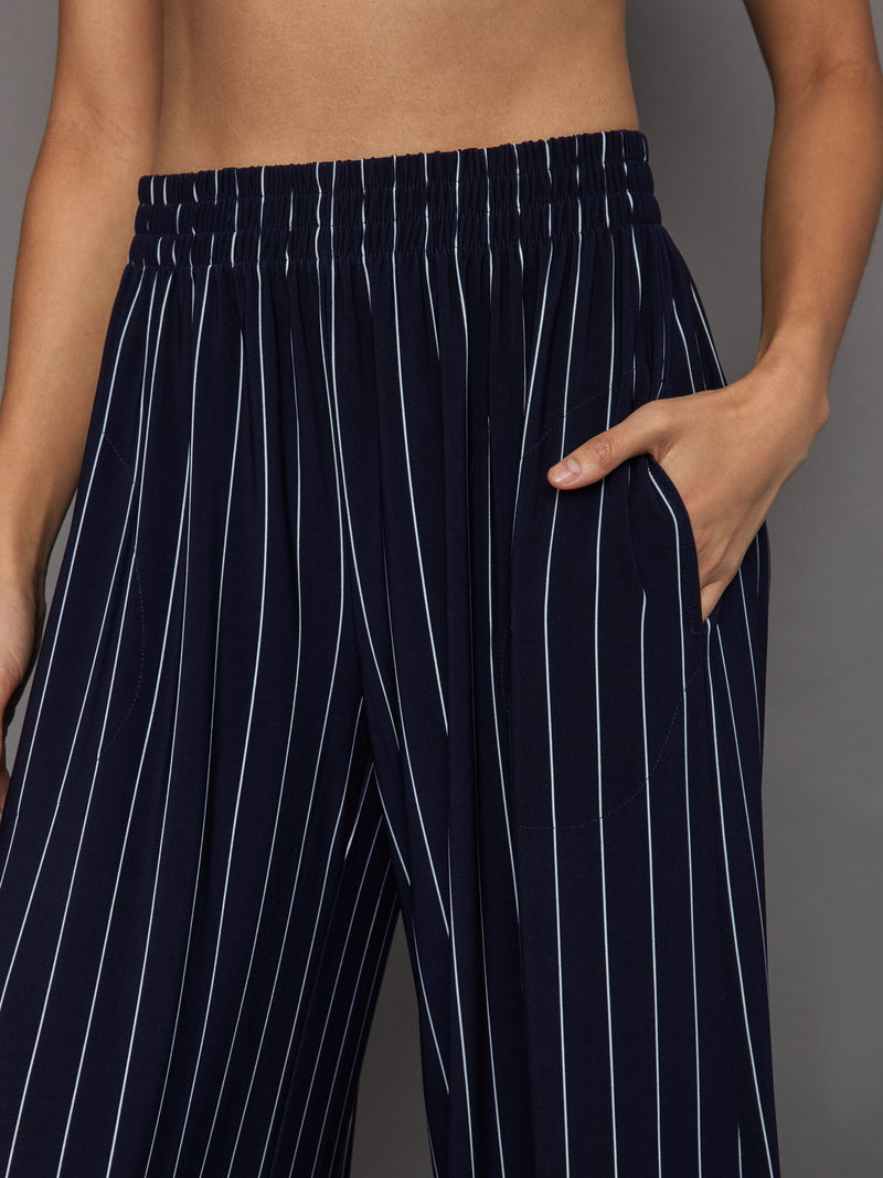 Boyfriend Elephant Sweatpant - True Navy Pinstripe