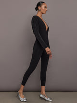 Dolman V-Neck Catsuit - Black