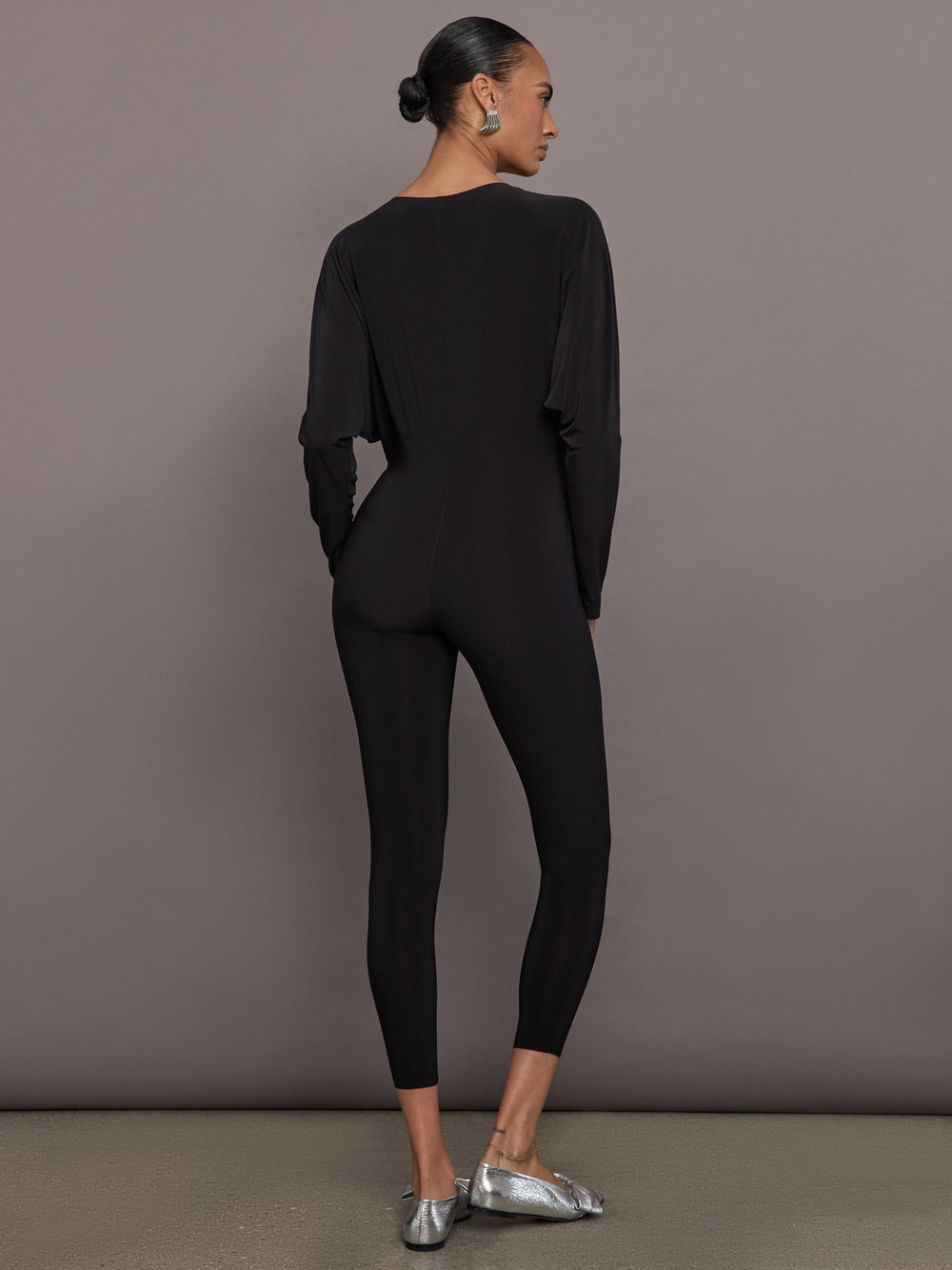 Dolman V-Neck Catsuit - Black