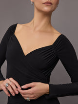 Off Shoulder Sweetheart Catsuit W/ Footie - Black