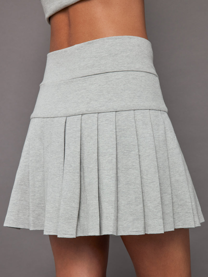 PLEATED MINI SKIRT - LIGHT HEATHER GREY