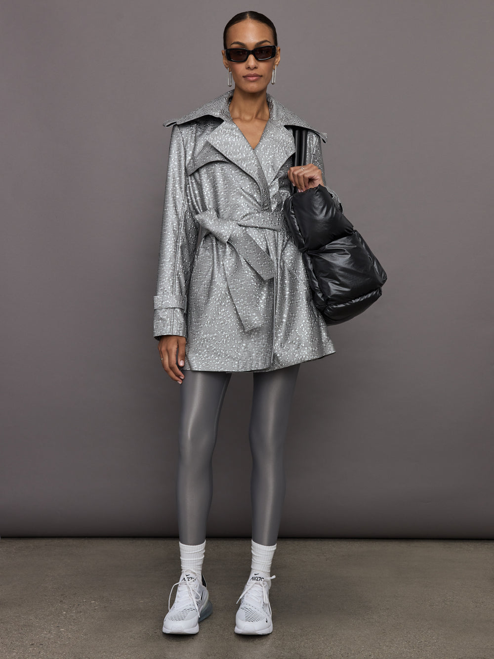 Double Breasted Trench Mini - Silver