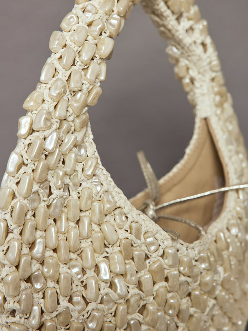 The Josie Tie Bag - Pearl and Raffia