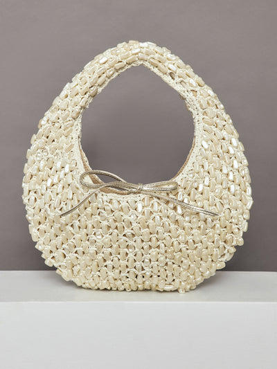 The Josie Tie Bag - Pearl and Raffia