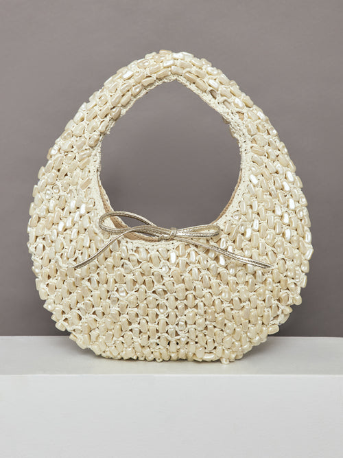 The Josie Tie Bag - Pearl and Raffia