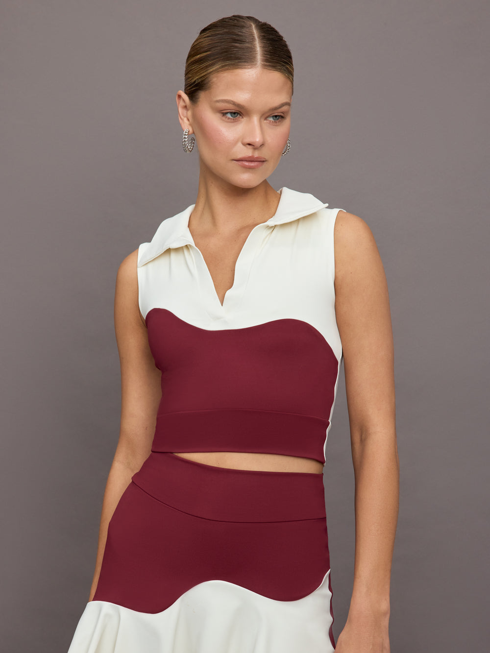 Gio Wave Top - Burgundy/Chantilly