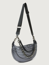 Elton Hobo Crossbody - Pearl Grey/ Black/ Black Web Gunmetal Hardware