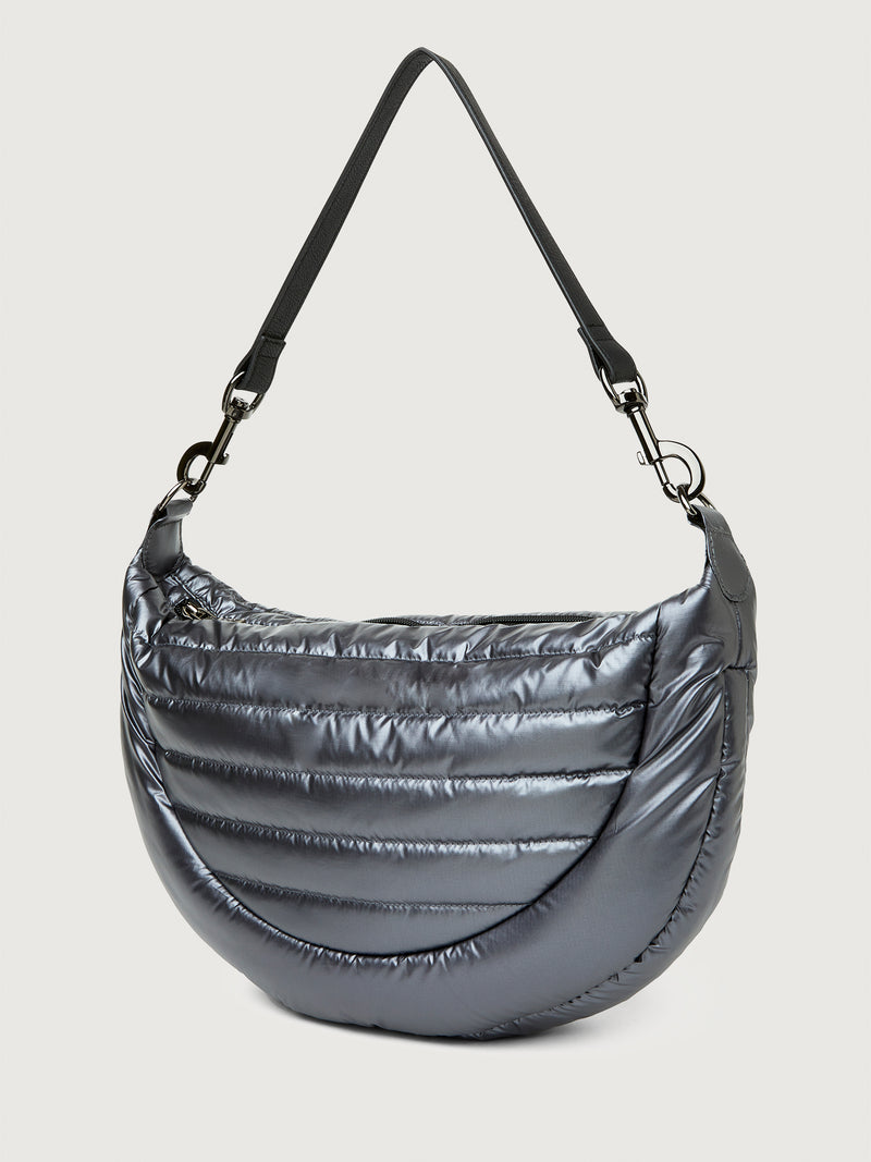 Elton Hobo Crossbody - Pearl Grey/ Black/ Black Web Gunmetal Hardware