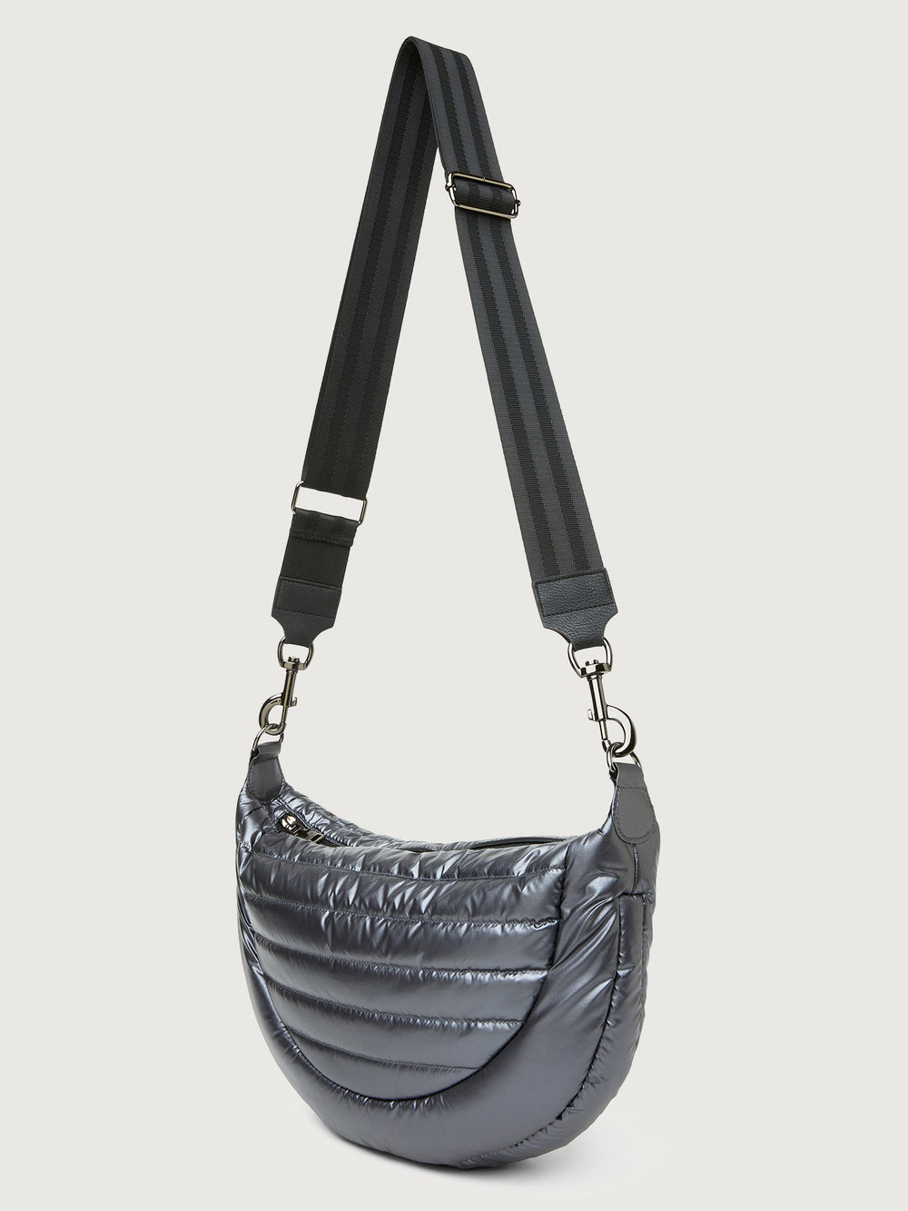 Elton Hobo Crossbody - Pearl Grey/ Black/ Black Web Gunmetal Hardware