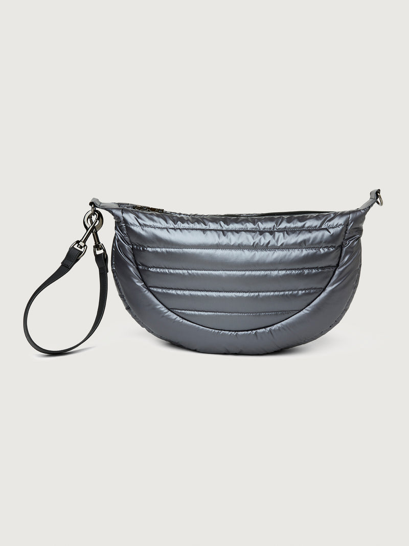 Elton Hobo Crossbody - Pearl Grey/ Black/ Black Web Gunmetal Hardware