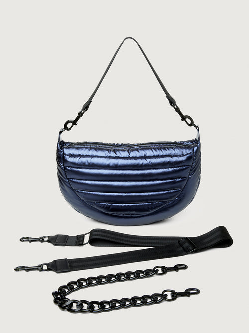 Elton Hobo Crossbody - Pearl Midnight/ Black/ Black Web/ Black Hardware