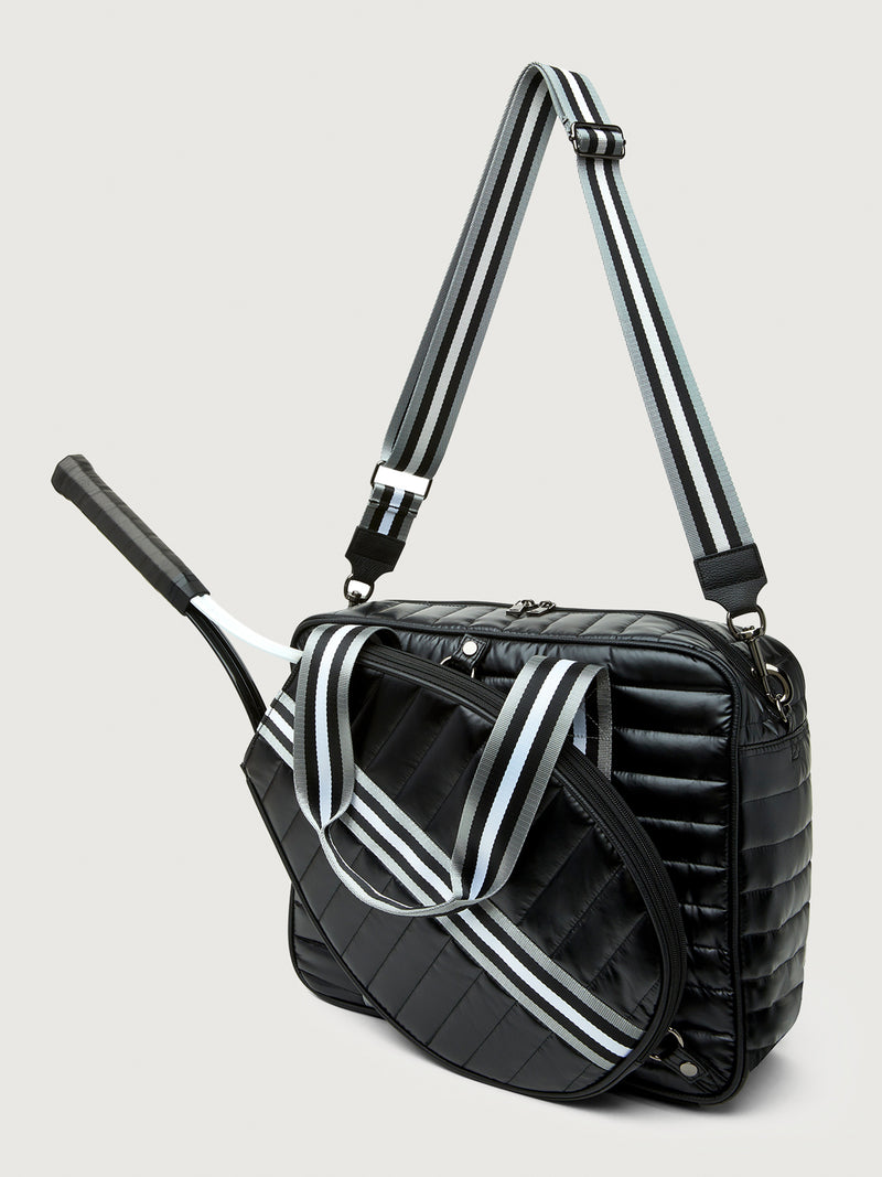 You are the Champion Tennis Bag - Pearl Black/ Pewter/ Black/ White Web