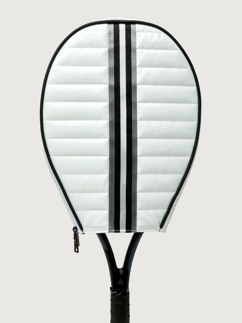 You are the Champion Tennis Bag - White Patent/ Black/ White Web