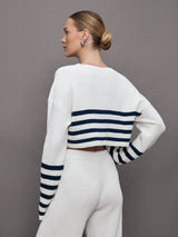 Sharlie Sweater - White / Navy Stripe