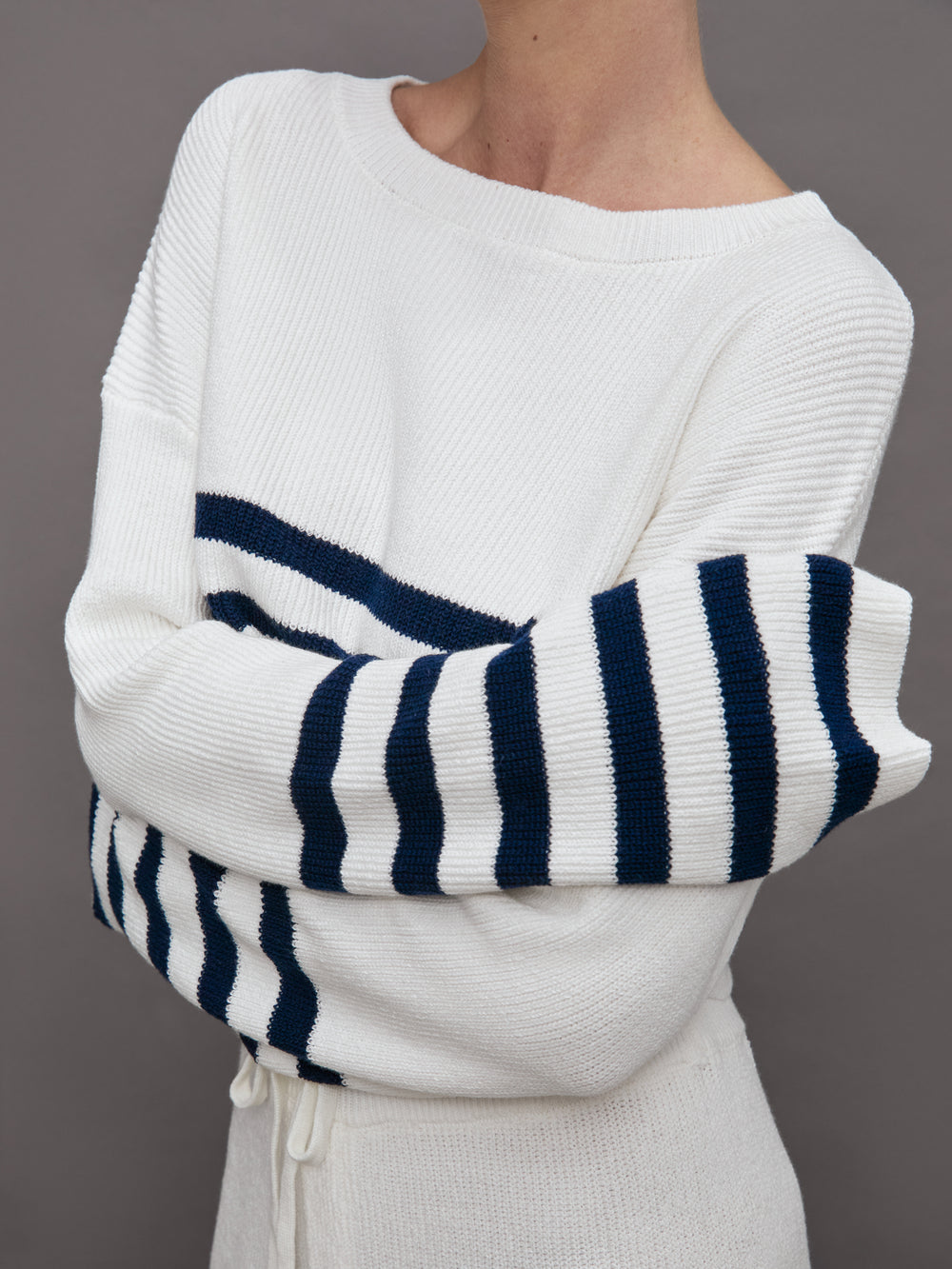 Sharlie Sweater - White / Navy Stripe