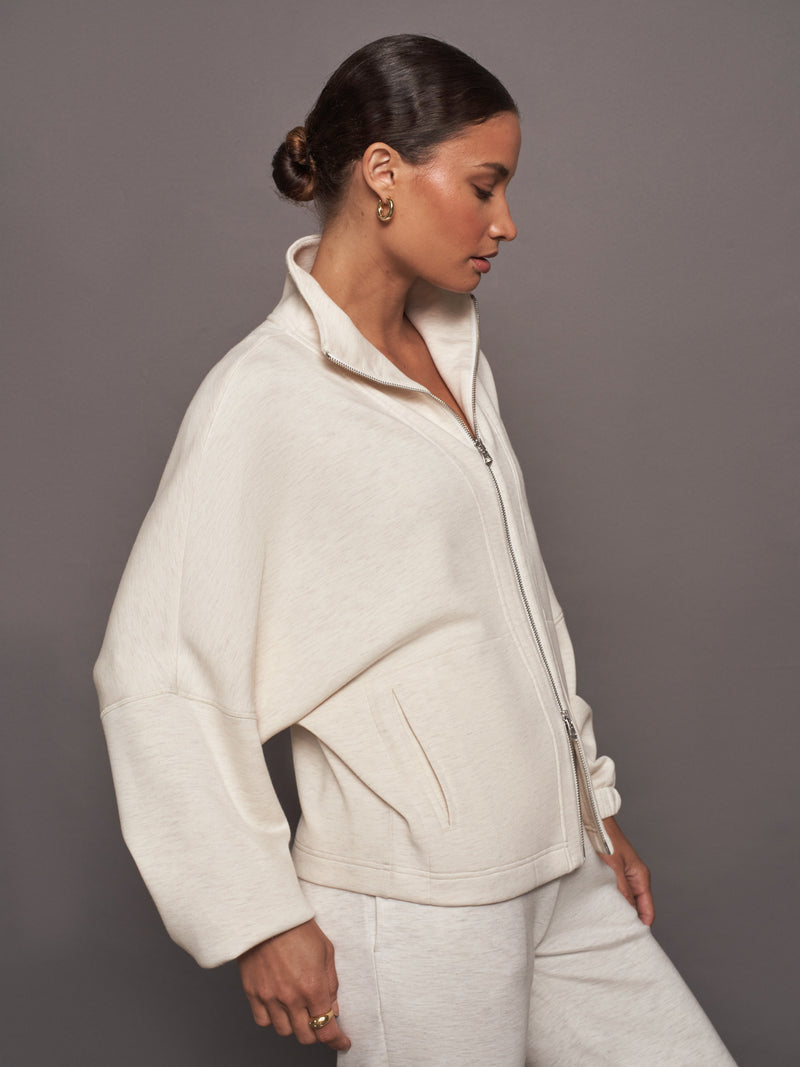 ASHBURY ZIP THROUGH - IVORY MARL