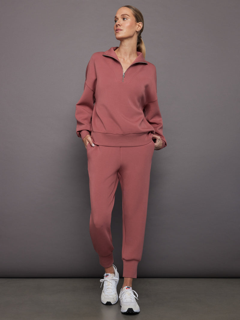 Hawley Half Zip Sweat - Withered Rose