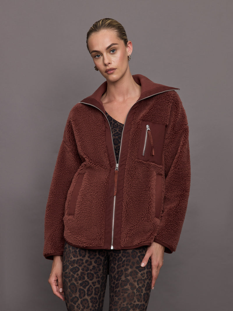 Myla Zip Through Jacket - Hot Chocolate (red)