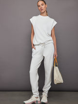 The Slim Zip Hem Pant - Ivory Marl