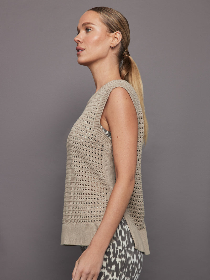 Darin Longline Knit Tank - Cashmere Stone