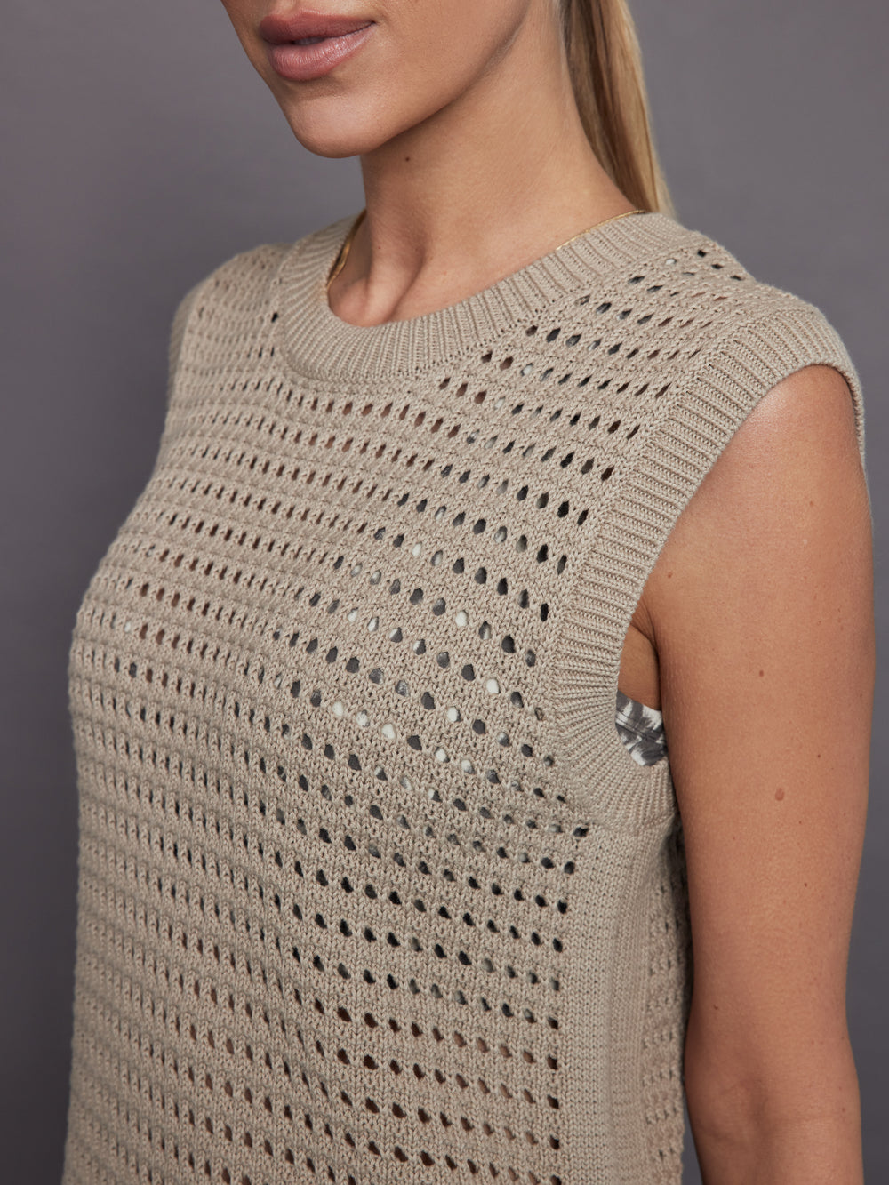 Darin Longline Knit Tank - Cashmere Stone