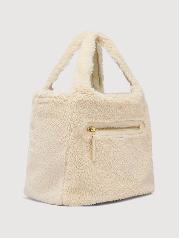 Vail Sherpa Crossbody Tote - Cream